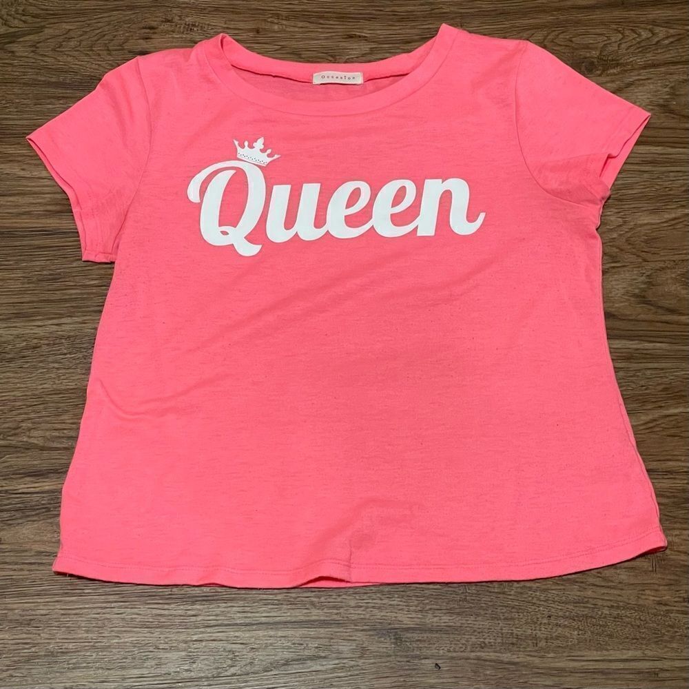 Occasion Queen Short Sleeve Tshirt Bright Coral Pink Size Large